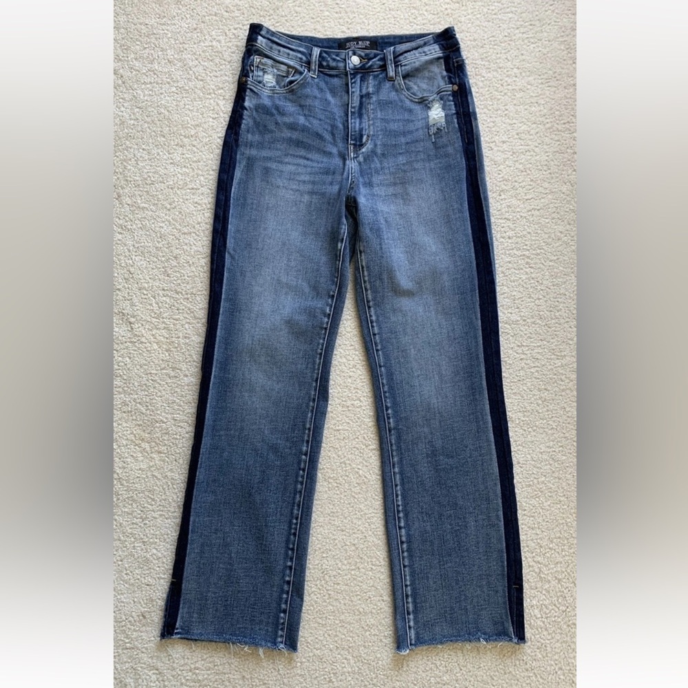 Judy Blue Side Seam Jeans Straight Leg High Rise Womens 9 /29 Med Wash Capsule